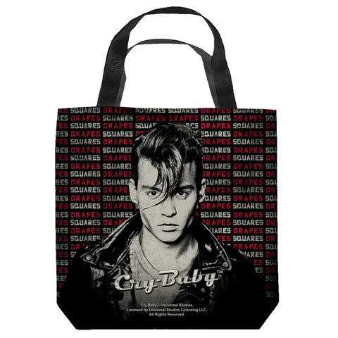 CRY BABY-DRAPES AND SQUARES - TOTE BAG - 16x16