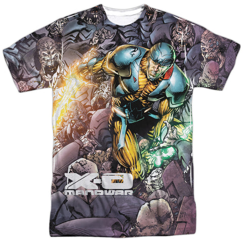 Xo Manowar/surrounded-s/s Adult Poly Crew-white