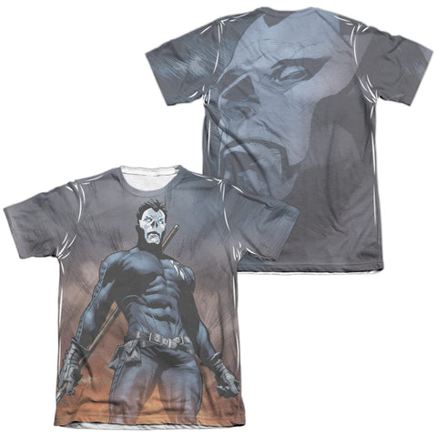 Shadowman/stand Tall (front/back Print)-adult Poly/cotton S/s Tee-white