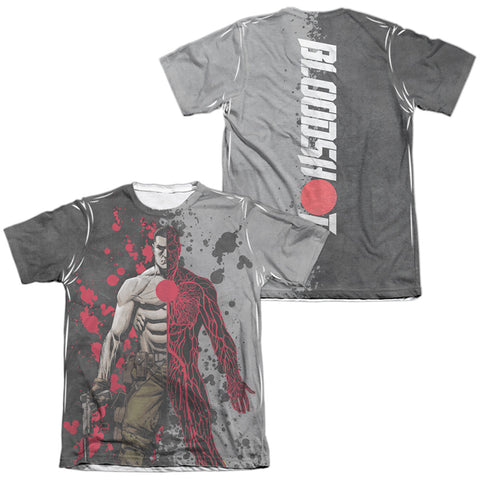 Bloodshot/split Veins (front/back Print)-adult Poly/cotton S/s Tee-white