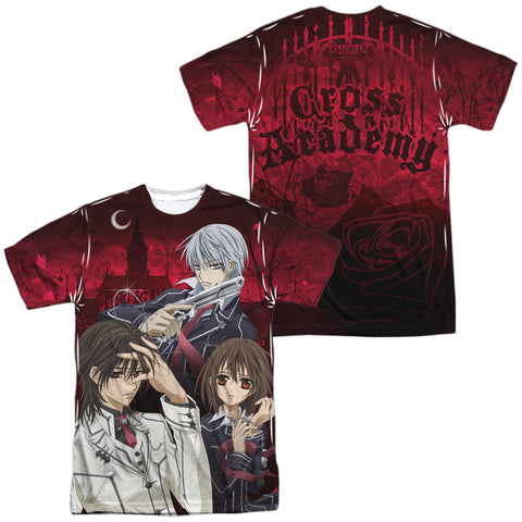 Vampire Knight/academy Trio (front/back Print)-s/s Adult Poly Crew-white