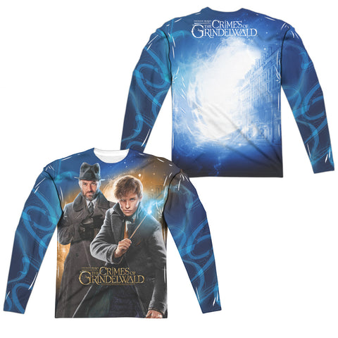Fantastic Beasts 2/team Up (front/back Print)-l/s Adult Poly Crew -white