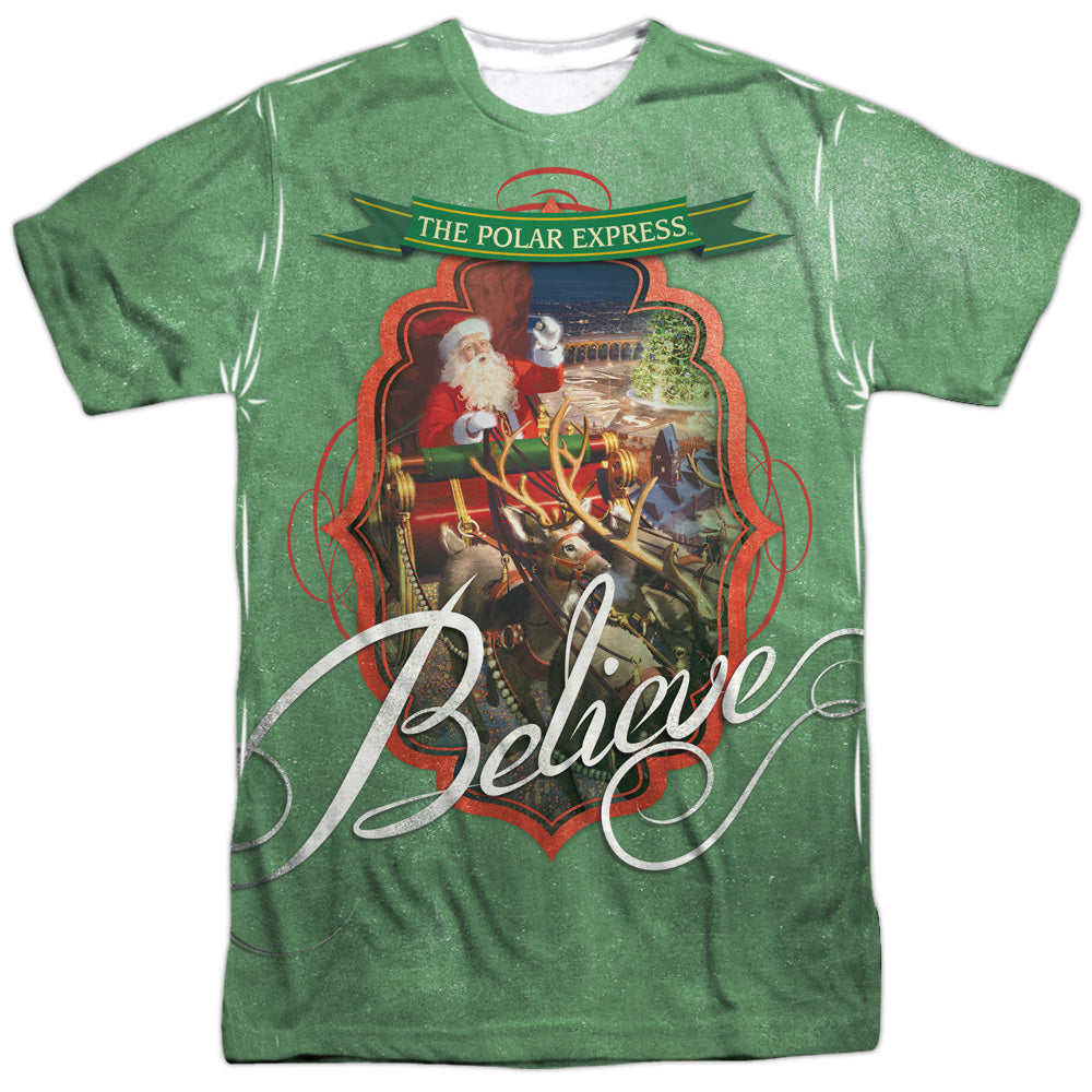 Polar Express/santa-s/s Adult Poly Crew-white