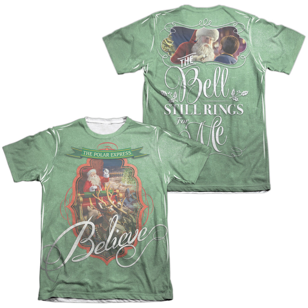 Polar Express/santa (front/back Print)-adult Poly/cotton S/s Tee-white