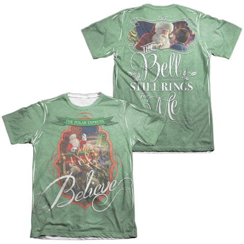 Polar Express/santa (front/back Print)-adult Poly/cotton S/s Tee-white