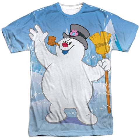 Frosty The Snowman/frosty Wave-s/s Adult Poly Crew-white