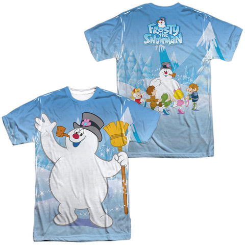 Frosty The Snowman/frosty Wave (front/back Print)-s/s Adult Poly Crew-white