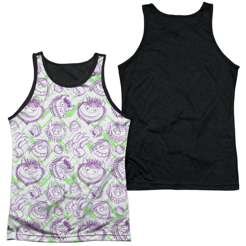 Where The Wild Things Are/wild Scribble-adult Poly Tank Top Black Back-white
