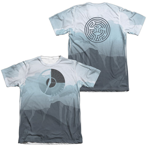 Westworld/landscape (front/back Print)-adult Poly/cotton S/s Tee-white