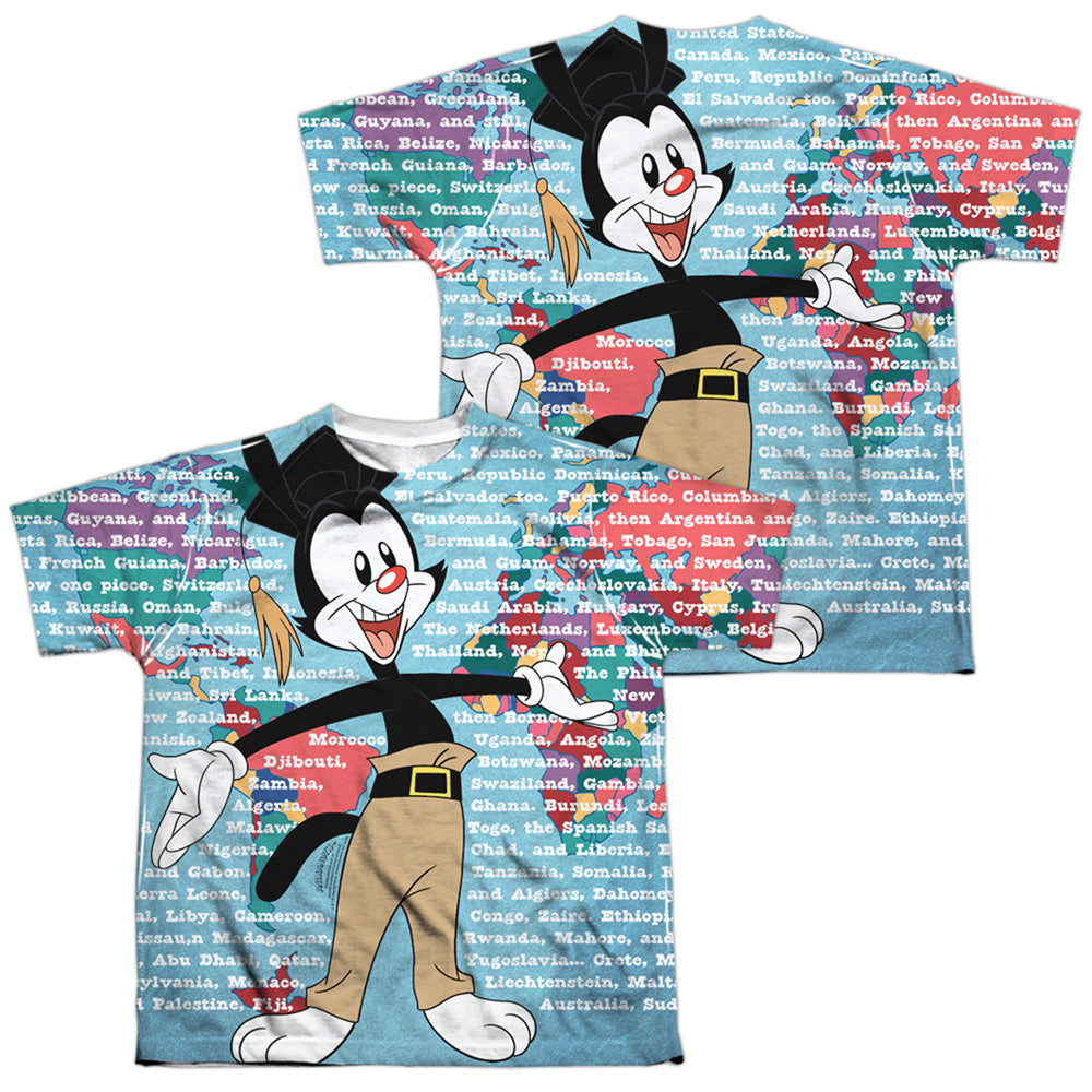 Animaniacs/yakko World (front/back Print)-s/s Youth Poly Crew-white