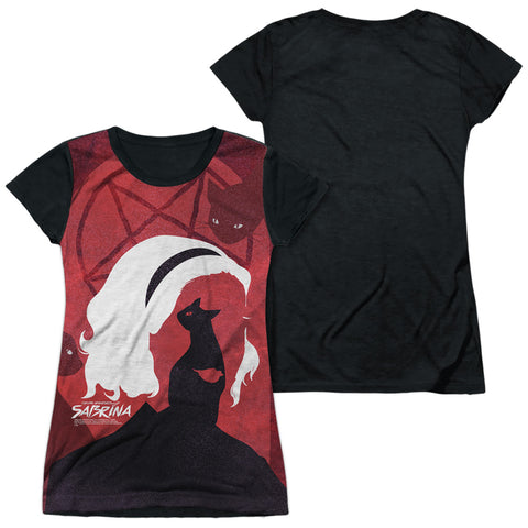 Chilling Adventures Of Sabrina/cats-s/s Junior Poly Black Back-white