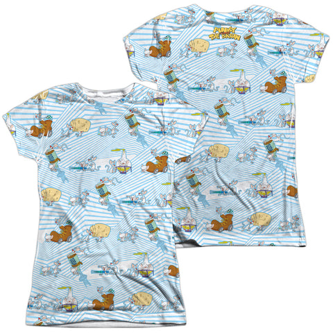 Pinky And The Brain/experiments (front/back Print)-s/s Junior Poly Crew-white