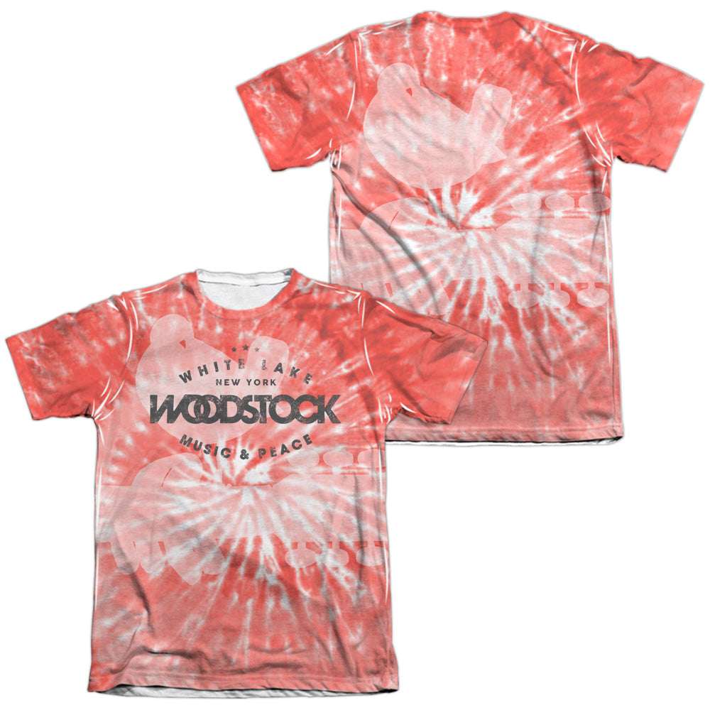 Woodstock/tie Dye (front/back Print)-adult Poly/cotton S/s Tee-white