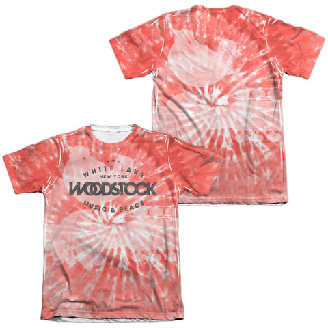 Woodstock/tie Dye (front/back Print)-adult Poly/cotton S/s Tee-white