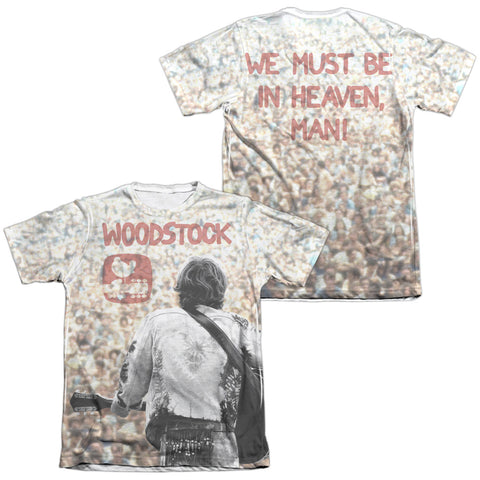 Woodstock/apart From The Crowd (front/back Print)-adult Poly/cotton S/s Tee-white