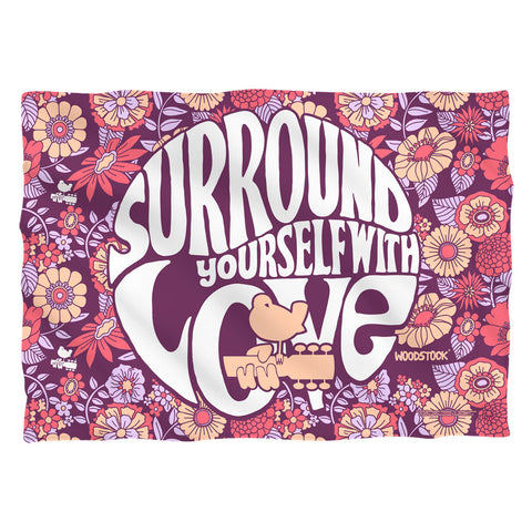 Woodstock/flower Surround (front/back Print)-pillow Case-white