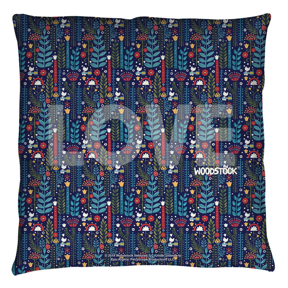 Woodstock/flower Love - Throw Pillow