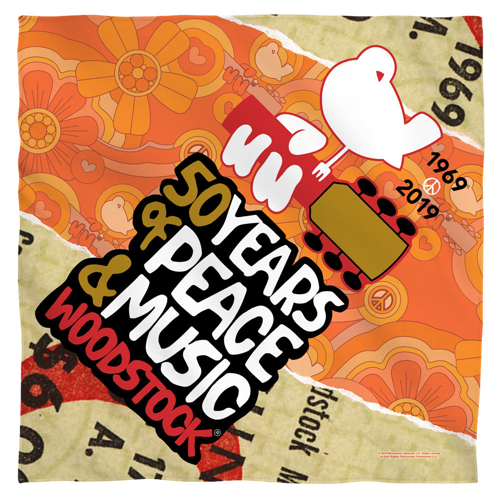 Woodstock/50 Years Ticket-bandana-white