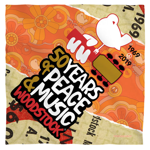 Woodstock/50 Years Ticket-bandana-white