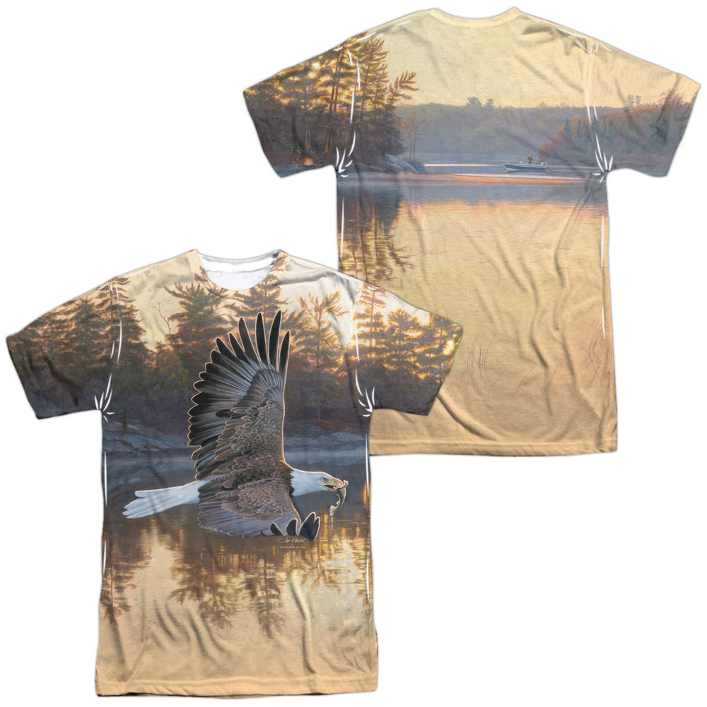 Wild Wings/gone Fishing (front/back Print)-s/s Adult Poly Crew-white