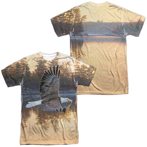 Wild Wings/gone Fishing (front/back Print)-s/s Adult Poly Crew-white