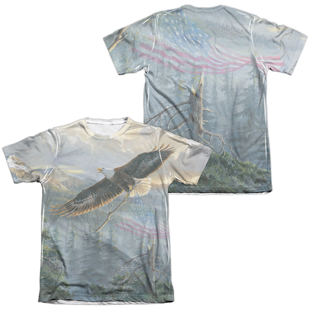 Wild Wings/rebuilding America (front/back Print)-adult Poly/cotton S/s Tee-white