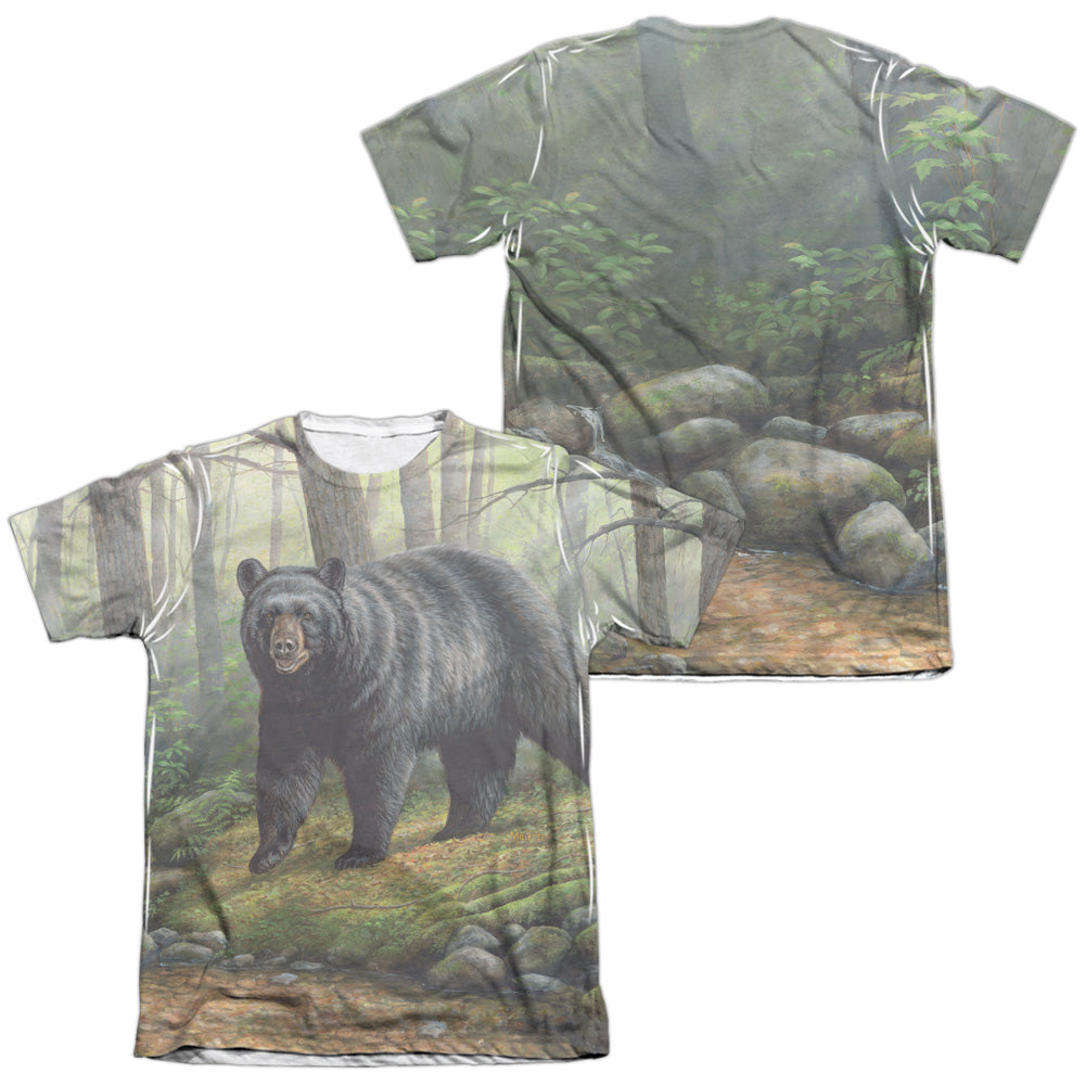 Wild Wings/woodland Morning (front/back Print)-adult Poly/cotton S/s Tee-white