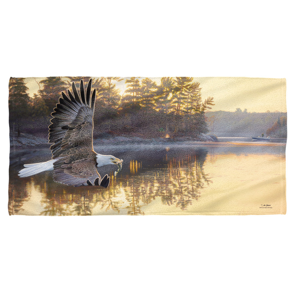 Wild Wings/gone Fishing 2-cotton Front / Poly Back Beach Towel-white