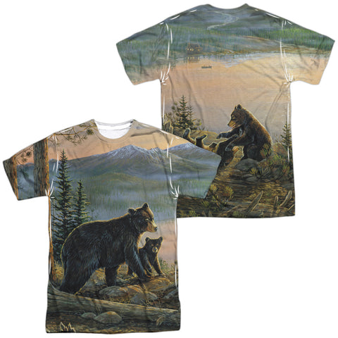 Wild Wings/serenity At Twilight (front/back Print)-s/s Adult Poly Crew-white