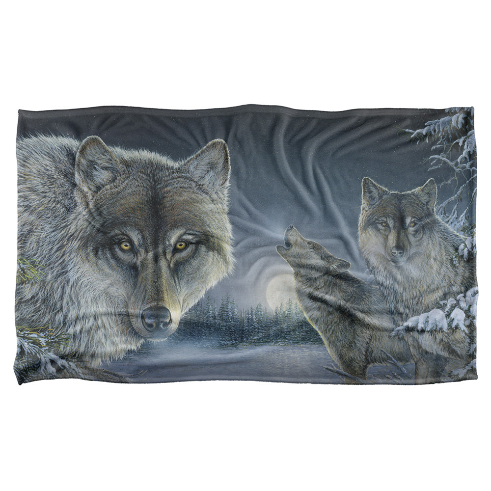 Wild Wings/midnight Wolves 2-silky Touch Blanket-white