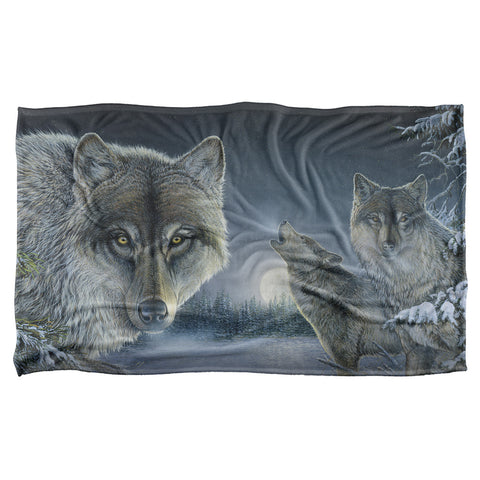 Wild Wings/midnight Wolves 2-silky Touch Blanket-white
