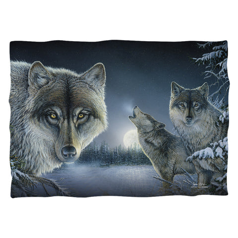 Wild Wings/midnight Wolves 2 (front/back Print)-pillow Case-white