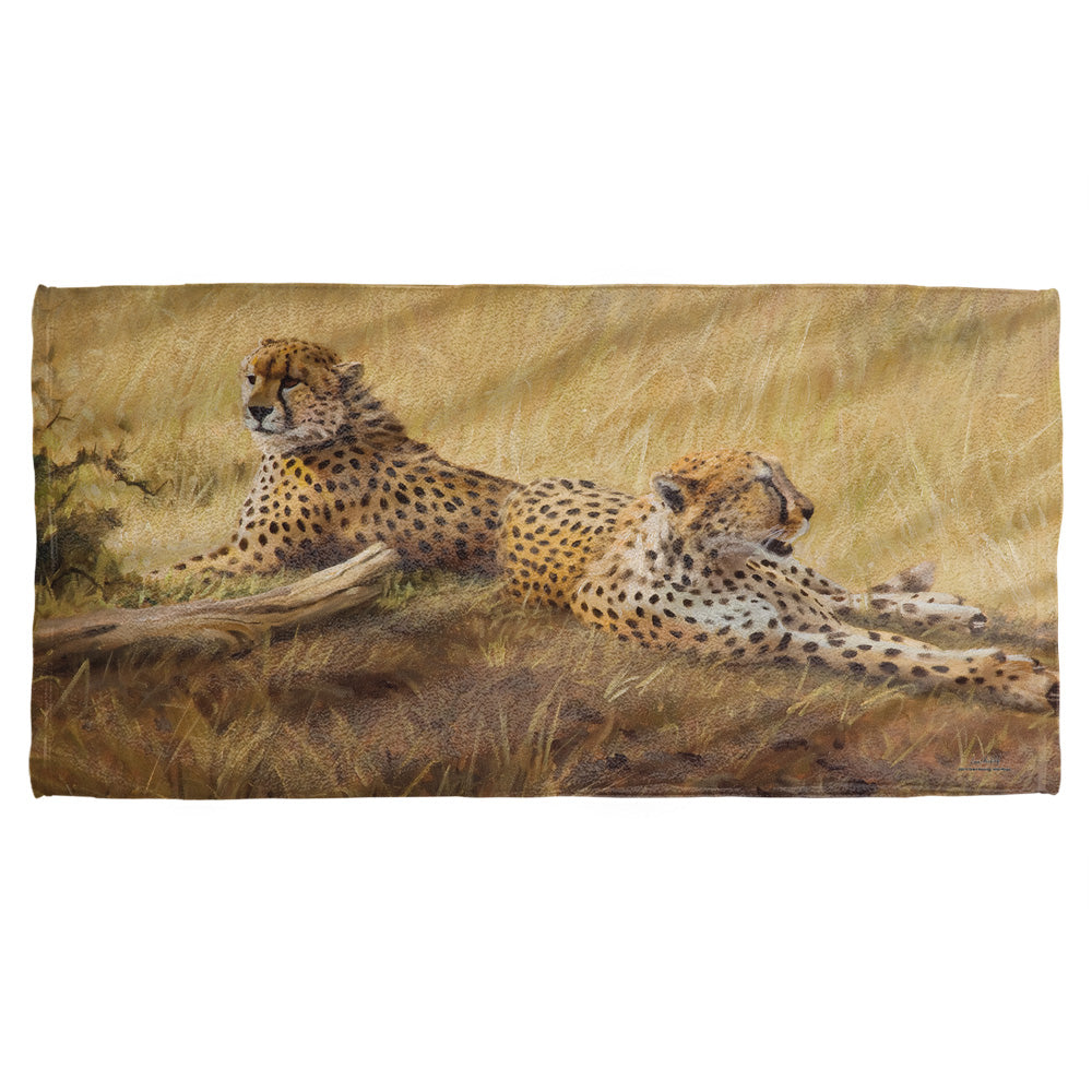 Wild Wings/african Cats 2-cotton Front / Poly Back Beach Towel-white