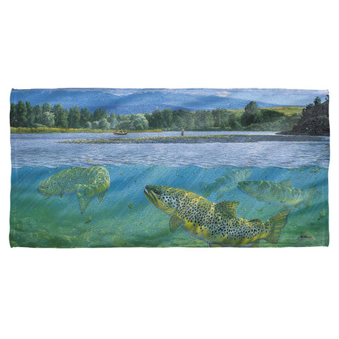 Wild Wings/bighorn River 2-cotton Front / Poly Back Beach Towel-white