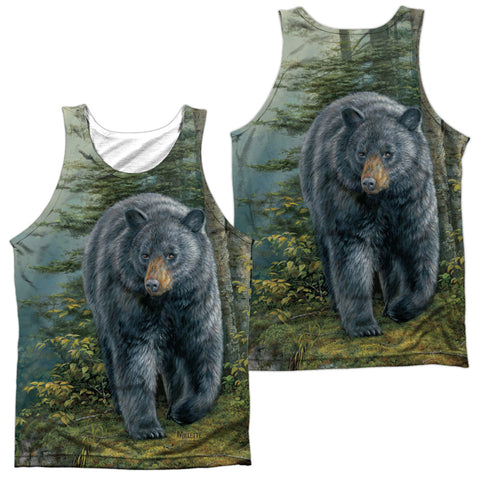 Wild Wings/black Bear (front/back Print)-adult Poly Tank Top-white