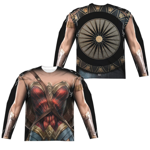 Wonder Woman Movie/wonder Uniform (front/back Print)-l/s Adult Poly Crew -white
