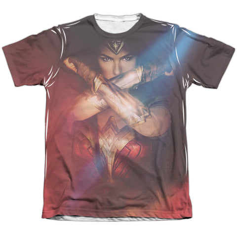 Wonder Woman Movie/arms Crossed-adult Poly/cotton S/s Tee-white