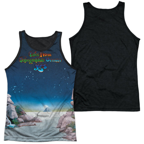 Yes/topographic Oceans-adult Poly Tank Top Black Back-white
