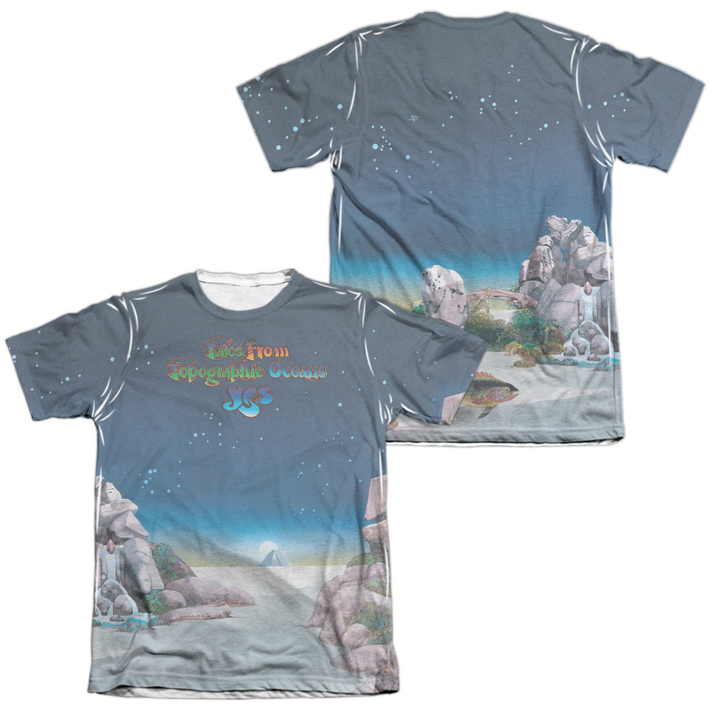 Yes/topographic Oceans (front/back Print)-adult Poly/cotton S/s Tee-white